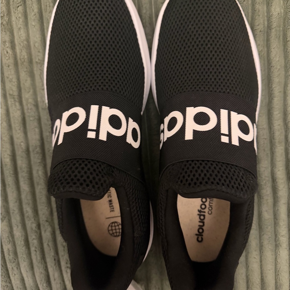 adidas Black and White Slip-On Athletic Sneakers
